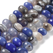 Natural Agate Beads Strands, Dyed & Heated, Egg, Royal Blue, 15~17x11~12mm, Hole: 1.6mm, about 14~15pcs/strand, 6.69~6.89 inch(17~17.5cm)(G-G021-03A-04)