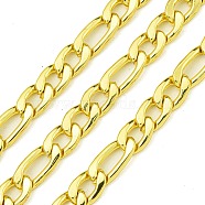 304 Stainless Steel Figaro Chains, Unwelded, with Spool, Real 18K Gold Plated, Link: 8x5x1.5mm & 10.5x5x1.5mm(CHS-G036-02G)