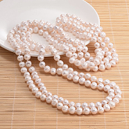 Natural Pearl Beads Necklace, Misty Rose, 62.9 inch(NJEW-P126-B-08-01)