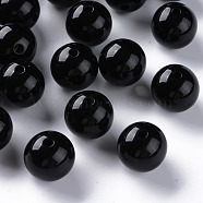 Opaque Acrylic Beads, Round, Black, 16x15mm, Hole: 2.8mm, about 220pcs/500g(MACR-S370-C16mm-S002)