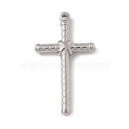 201 Stainless Steel Pendants, Cross Charm, Stainless Steel Color, 40x22.5x4mm, Hole: 1.4mm(STAS-J401-VC634)