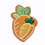 Carrot Appliques, Computerized Embroidery Cloth Iron on/Sew on Patches, Costume Accessories, Orange, 56x37x1.5mm(DIY-S041-037)