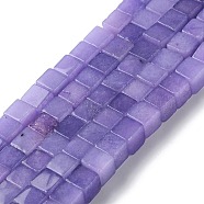 Natural Dyed White Jade Beads Strands, Cube, Lilac, 6.5x6.5x6.5mm, Hole: 1.2mm, about 60pcs/strand, 15.16''(38.5cm)(G-Q008-C01-01E)