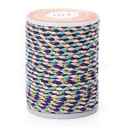 4-Ply Polycotton Cord Metallic Cord, Handmade Macrame Cotton Rope, for String Wall Hangings Plant Hanger, DIY Craft String Knitting, Purple, 1.5mm, about 4.3 yards(4m)/roll(OCOR-Z003-D35)