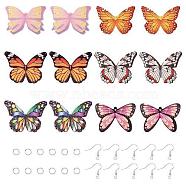 Pandahall Butterfly Earring Making Kit, Including Imitation Leather Big Pendants, Brass Earring Hooks & Jump Rings, Mixed Color, 52Pcs/set(FIND-TA0002-67)