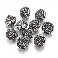 CCB Plastic Beads, Flower, Antique Silver, 14x14x12.5mm, Hole: 1.5mm, about 379pcs/499g(CCB-S160-187)