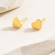 Fashionable Stainless Steel Heart Stud Earrings, Geometric Design, Gold Plated, Heart(PR7076)