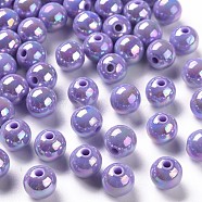 Opaque Acrylic Beads, AB Color Plated, Round, Medium Purple, 10x9mm, Hole: 2mm, about 940pcs/500g(MACR-S370-D10mm-SS2114)