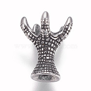 304 Stainless Steel Bead Caps, Claw, Antique Silver, 15.5x13mm, Hole: 2.5mm, Inner: 10mm(STAS-I097-082AS)
