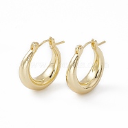 Brass Thick Hoop Earrings for Women, Lead Free & Cadmium Free, Real 18K Gold Plated, 20x18.5x6mm, Pin: 0.9mm(X-EJEW-I270-02G)