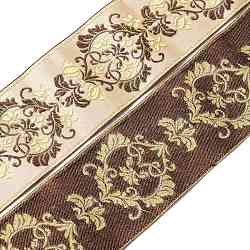 Ethnic Style Polyester Ribbon, Jacquard Ribbon, Tyrolean Ribbon, Floral Pattern, Bisque, 3-1/8 inch(80mm)(OCOR-WH0060-78B)
