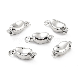 Anti-Tarnish Rhodium Plated 925 Sterling Silver Box Clasps, Ingot, Platinum, 6x14x5mm, Hole: 2mm(STER-Z001-105A-S)