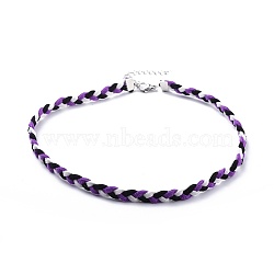 Faux Suede Cord Braided Necklaces, with 304 Stainless Steel Lobster Claw Clasps and Iron Findings, Purple, 14.96 inch(38cm)(NJEW-JN02505-03)