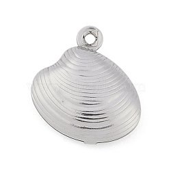 Non-Tarnish 304 Stainless Steel Charms, Shell Shape Charm, Stainless Steel Color, 14x13x4mm, Hole: 1mm(STAS-Z084-03P)