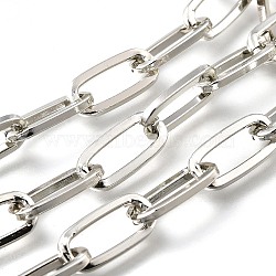 Aluminium Paperclip Chains, with Spool, Unwelded, Platinum, 19x9x2mm, about 32.81 Feet(10m)/Roll(CHA-F004-04P)