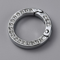 Alloy Crystal Rhinestone Spring Gate Rings, Ring Shape, Platinum, 28.5x5mm, Inner Diameter: 19mm(FIND-WH0129-34A-P)