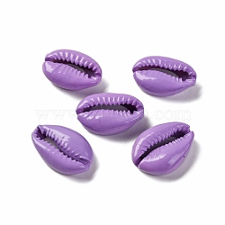 Baking Painted Cowrie Shell Beads, No Hole/Undrilled, Medium Purple, 14.5~22x9~15.5x6~9.5mm(SSHEL-M023-01A)