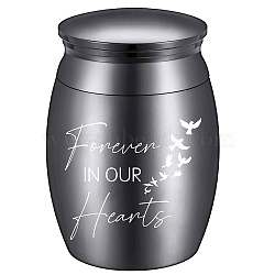 CREATCABIN Stainless Steel Cremation Urn, for Commemorate Kinsfolk Cremains Container, Column, with Velvet Pouch, Silver Polishing Cloth, Disposable Spoon, Word, 40.5x30mm(AJEW-CN0001-89A)