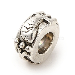 Tibetan Style Alloy European Beads, Cadmium Free & Lead Free, Large Hole Beads, Column with Fish Pattern, Antique Silver, 10x4.5mm, Hole: 4.8mm(TIBEP-L021-25AS)