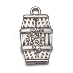 Antique Silver Barrel Tibetan Style Pendants, Lead Free and Cadmium Free, Size: about 26mm long, 15mm wide, 4mm thick, hole: 1.5mm(X-TIBEB-A11923-AS-LF)
