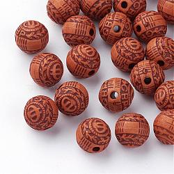 Imitation Wood Acrylic Beads, Round, Saddle Brown, 11.5mm, Hole: 2.5mm, about 530pcs/500g(SACR-Q186-06)