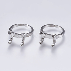 Alloy Finger Ring Prong Settings, 4 Claw Prong Ring Settings, Platinum, Tray: 13x8.5mm, 17.5mm(X-PALLOY-K143-18P)
