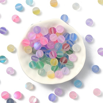 Transparent Frosted Glass Beads, Round, Mixed Color, 8mm