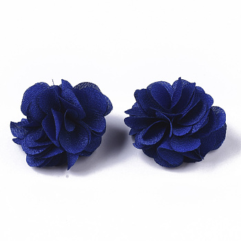 Polyester Fabric Flowers, for DIY Headbands Flower Accessories Wedding Hair Accessories for Girls Women, Medium Blue, 34mm