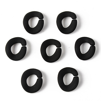 Rubberized Style Acrylic Linking Rings, Quick Link Connectors, For Curb Chains Making, Oval, Black, 19x16x3mm, Inner Diameter: 10x7mm