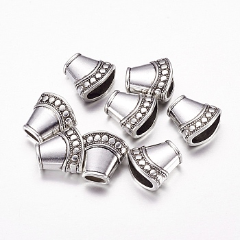 Antique Silver Tone Alloy Tibetan Silver Necklace End Tip Bead Caps, Lead Free & Cadmium Free, 15.5x16x9mm, Hole: 4mm