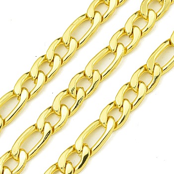 304 Stainless Steel Figaro Chains, Unwelded, with Spool, Real 18K Gold Plated, Link: 8x5x1.5mm & 10.5x5x1.5mm