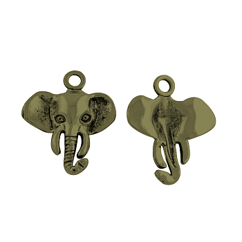 Tibetan Style Alloy Elephant Pendants, Cadmium Free & Nickel Free & Lead Free, Antique Bronze, 25x21x4mm, Hole: 2.5mm