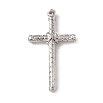 201 Stainless Steel Pendants, Cross Charm, Stainless Steel Color, 40x22.5x4mm, Hole: 1.4mm