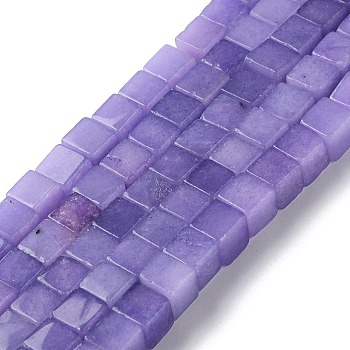 Natural Dyed White Jade Beads Strands, Cube, Lilac, 6.5x6.5x6.5mm, Hole: 1.2mm, about 60pcs/strand, 15.16''(38.5cm)