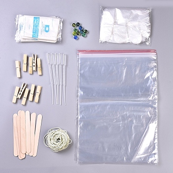 DIY Tie Dye Kit for Kids, with Tablecloth, Glass Beads, Gloves, Wooden Clips, Sealed Bags, Teardropping Pipettes, Stick and Cords, Mixed Color