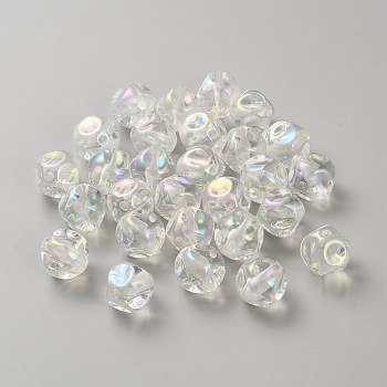 Plating Acrylic Beads, Facetcd, Nuggets, Clear, 15.5x16x15.8mm, Hole: 2.5mm
