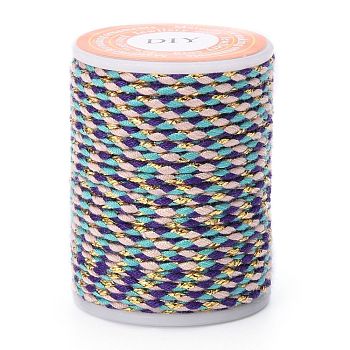 4-Ply Polycotton Cord Metallic Cord, Handmade Macrame Cotton Rope, for String Wall Hangings Plant Hanger, DIY Craft String Knitting, Purple, 1.5mm, about 4.3 yards(4m)/roll