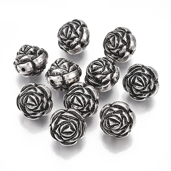 CCB Plastic Beads, Flower, Antique Silver, 14x14x12.5mm, Hole: 1.5mm, about 379pcs/499g