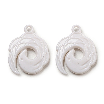 Opaque Acrylic Pendants, Spiral, White, 31x25x5mm, Hole: 3mm, about 475pcs/500g