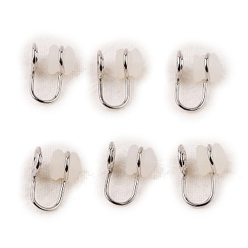 Brass Clip-on Earring Findings, Spiral Earring Hooks with Cup, with Silicone, Platinum, 15x9mm
