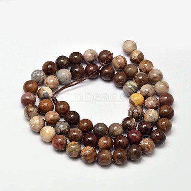 Natural Petrified Wood Round Bead Strands(G-F266-08-6mm)-2