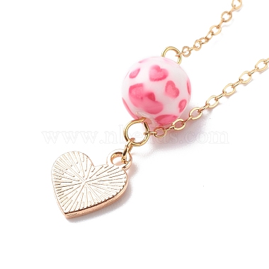 Alloy Enamel Heart with Resin Beaded Pendant Necklace Dangle Earrings(SJEW-JS01249)-4