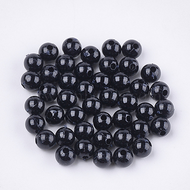 6mm Black Round Plastic Beads