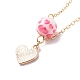 Alloy Enamel Heart with Resin Beaded Pendant Necklace Dangle Earrings(SJEW-JS01249)-4