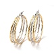 Two Tone 304 Stainless Steel Triple Circle Hoop Earrings for Women(EJEW-I273-01GP)-1