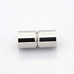 Tarnish Resistant Column 304 Stainless Steel Magnetic Clasps with Glue-in Ends, Stainless Steel Color, 19x9mm, Hole: 8mm(STAS-N041-03)