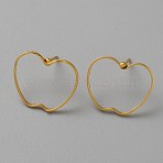 Golden Brass Hollow Geometric Stud Earrings, Apple, 15x18.5mm(EJEW-WH0012-127G)