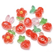 Plastic Cabochons, with Glitter Powder, Mixed Shape, Mixed Shapes, 18.5~25.5x17~22.5x6~7mm(KY-D023-04)