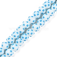 Handmade Bumpy Lampwork Beads Strands, with Enamel, Round, Deep Sky Blue, 10~11mm, Hole: 1.5~1.6mm, about 36~40pcs/strand, 13.19~14.76 inch(33.5~37.5cm)(LAMP-F032-02B)