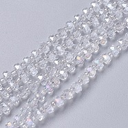 Electroplate Glass Beads Strands, Faceted, Rondelle, AB Color Plated, 4~4.5x3mm, Hole: 0.7mm, about 25.7 inch(65.5cm)(EGLA-J147-B-AB01)